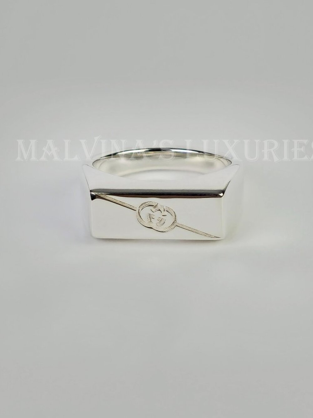 GUCCI RING STERLING SILVER GG LOGO TAG925 COLLECTION UNISEX sz 15 US 7 1/4 - Picture 9 of 16